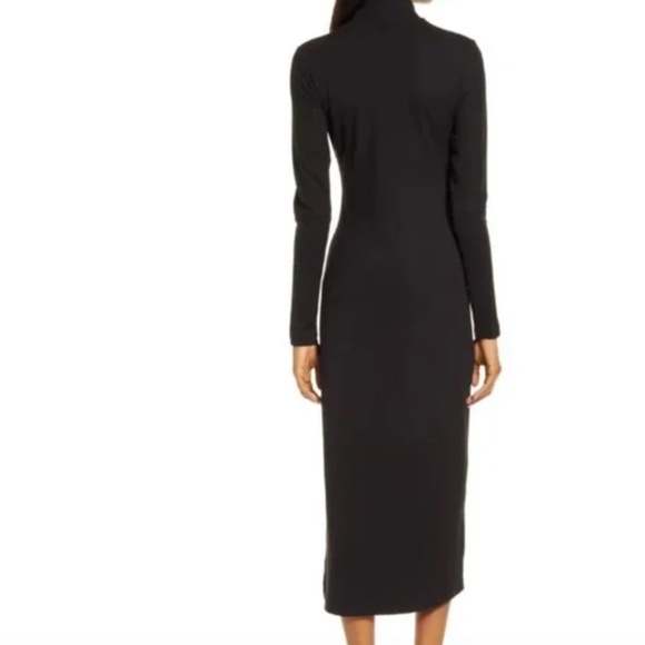 Charles Henry Black Mock-Neck Long Sleeve Stretchy Midi Dress Size XS - Picture 2 of 7